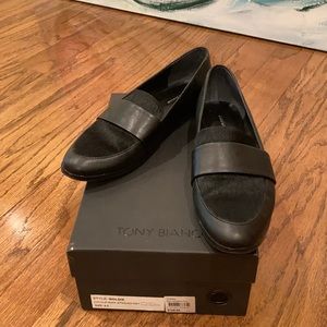Tony Bianco black calf hair loafers, 6.5